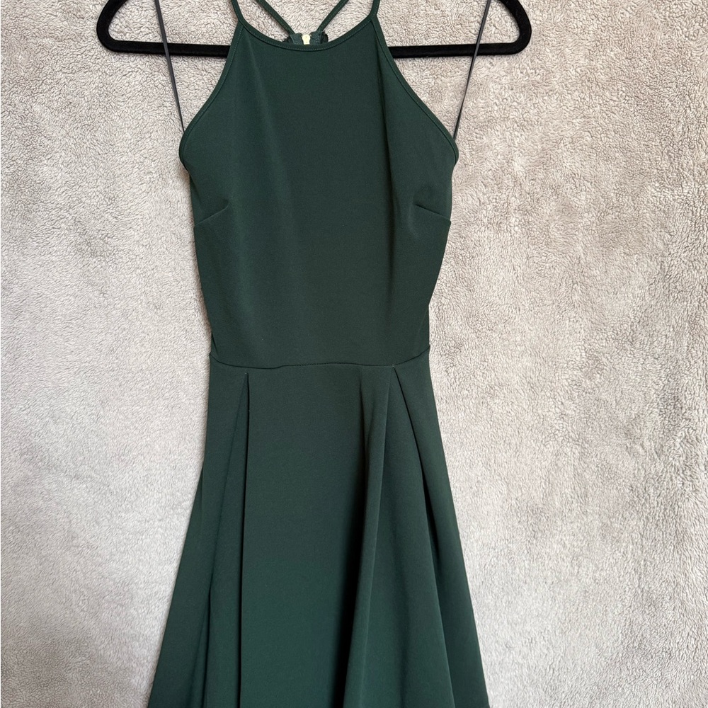 Windsor Forest Green Halter Mini Dress